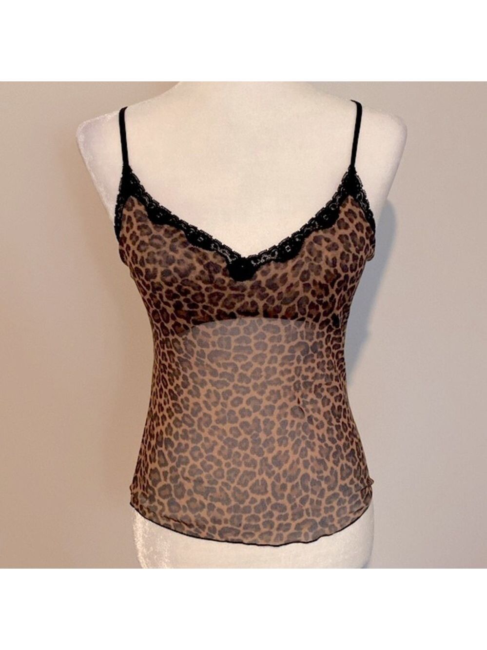 Vintage Y2K Victoria’s Secret cheetah print mesh cami top